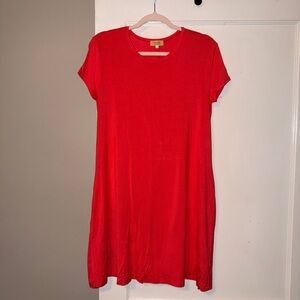 Hot Pink Short Sleeve T-Shirt Dress